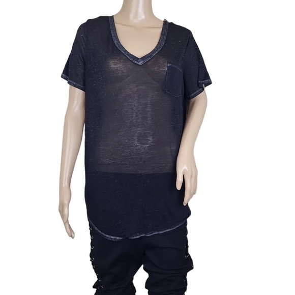 No Boundaries Black Sheer Short Sleeve Blouse - Picture 1 of 4